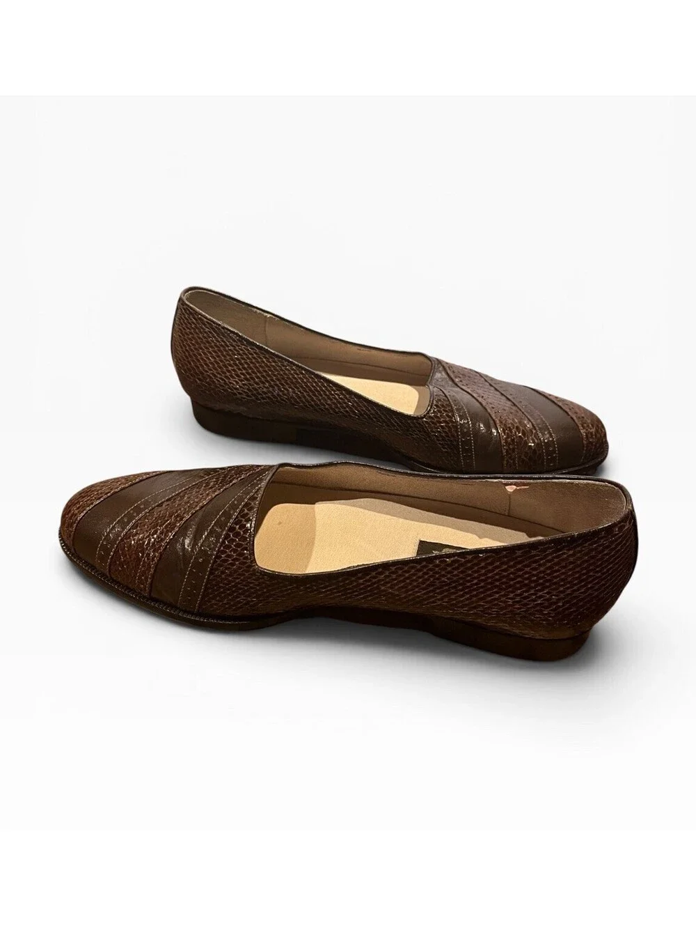 Ennegi Men's 8.5 Brown Genuine Lizard Leather Dress Loafers